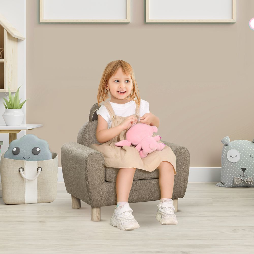 Kids Mini Sofa - Brown Armchair for Bedroom or Playroom - Ages 3-5 - 45kg Max Load