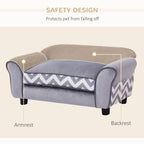 Plush Grey Dog Sofa Bed - Removable Cushion - XS Size