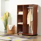 Walnut Open Wardrobe - Clothes Hanging Rail - Organizer