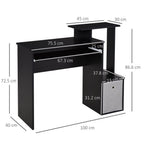 Black Computer Desk with Sliding Keyboard Tray & Storage Drawer - Unique Design