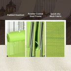 2 Piece Folding Sun Loungers with Adjustable Backrest, Pillow, Green