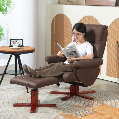 Recliner Chair with Footstool, Backrest Adjustable, Armchair