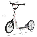 Kick Scooters for Kids with Adjustable Height, Anti-Slip Deck, Dual Brakes, Rubber Tyres, for Boys and Girls Aged 5+ Years Old - White