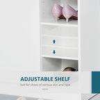 Shoe Storage Cabinet - Adjustable Shelves, Sleek White Design