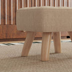 Modern Footstool, Fabric Foot Rest with Rubber Wood Legs