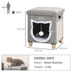 Deluxe 2-in-1 Cat Bed Ottoman w/ Cushion, Scratching Pad, Handles - Cat and Human Comfort!