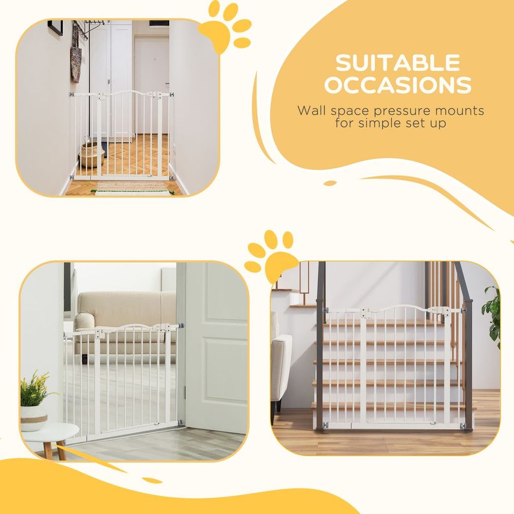 Metal Pet Gate - Adjustable, Auto-Close, White