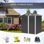 Outdoor Storage Shed, Sliding Door, Sloped Roof 152 x 132 x 188 cm, Grey
