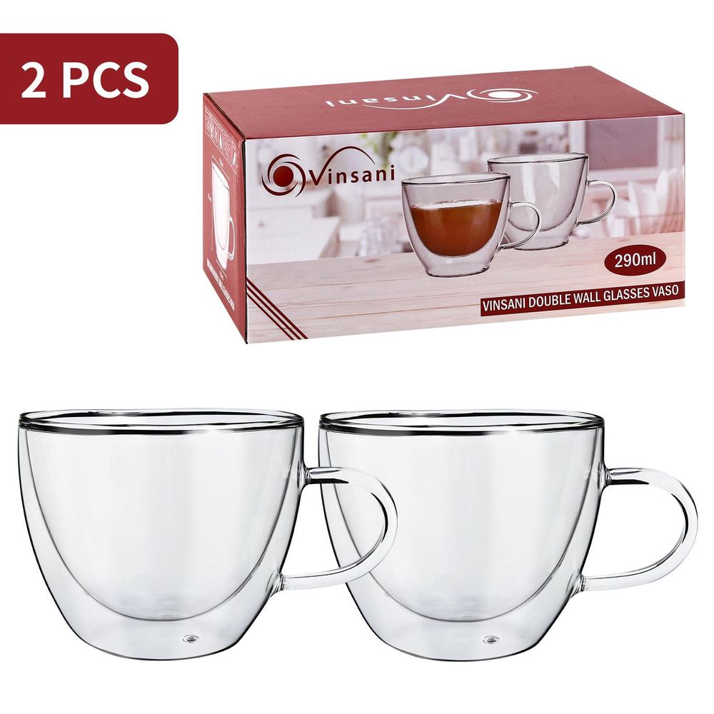 DOUBLE WALL GLASSES: 12 Designs, Hot/Cold Drinks, Durable Borosilicate Glass, Ideal Gift - 80ml to 600ml