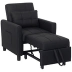 Folding Chair Bed, Sleeper Chair with Pillow, Side Pockets, Black
