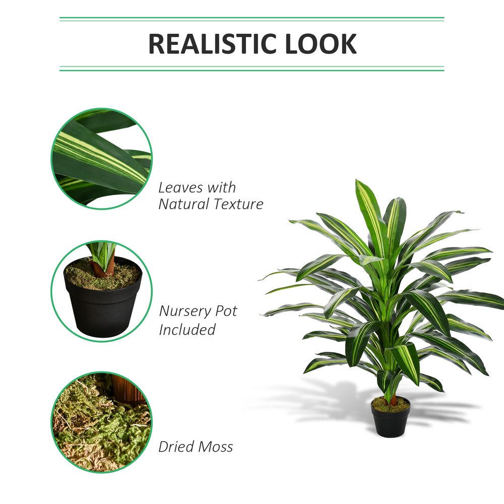 110cm/3.6FT Artificial Dracaena Tree Decorative Plant 40 Leaves
