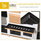 Large Rabbit Hutch Outdoor, 2-Tier Guinea Hutch, Wooden Bunny Run, Small Animal House with Double Side Run Boxes, No-leak Plastic Tray, Ramp, 230 x 53 x 93.5cm