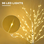 5ft Artificial White Birch Tree Light 96 Warm White Pre-Lit LED Light