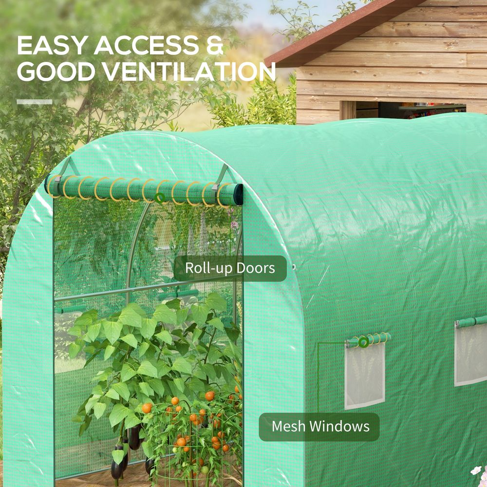 Polytunnel Green House with Sprinkler System, Wide Door