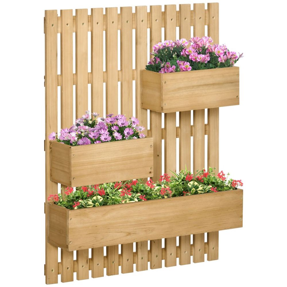 Wooden Garden Planters with Trellis Wall-mounted Raised Garden Bed