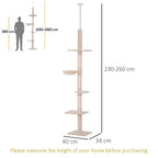 Floor to Ceiling Cat Tree for Indoor Cats 5-Tier Kitty Tower Beige