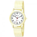 Ladies White Dial Gold Bracelet Watch - Bold Numbers & Expander