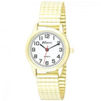 Ladies White Dial Gold Bracelet Watch - Bold Numbers & Expander