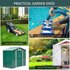 7 x 4ft Metal Garden Shed, Outdoor Storage Tool House with Ventilation Slots, Foundation Kit and Lockable Double Doors, Green