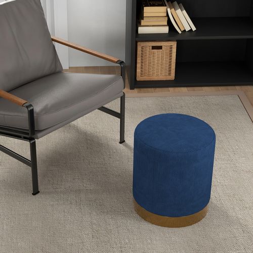 Modern Round Footstool, Fabric Upholstered Foot Rest