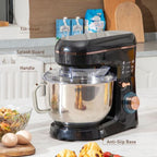 Electric Stand Mixer, 5L Food Mixer with Dough Hook, Whisk, Black