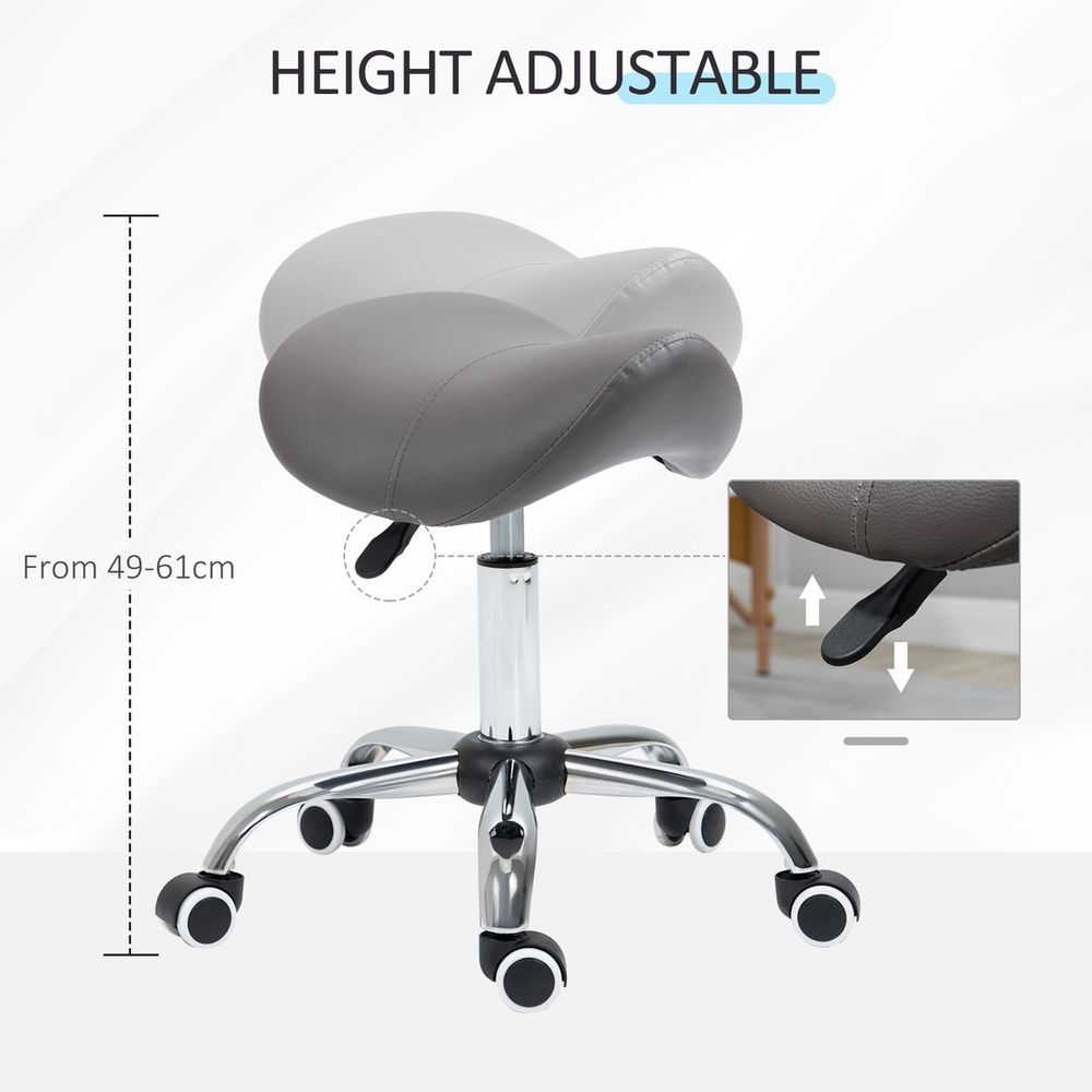 PU Leather Saddle Stool: Adjustable Height, Molded Padded Seat, Professional Salon Quality