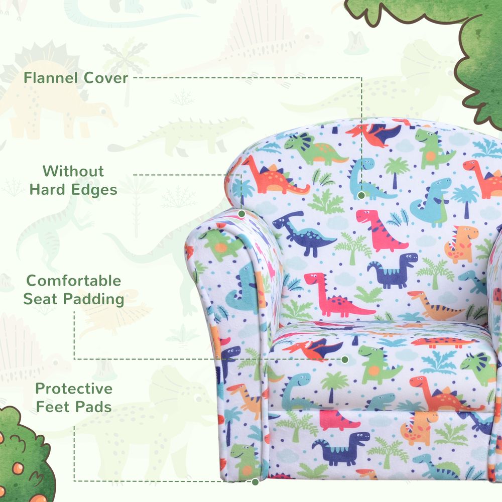 Cartoon Flannel Kids Armchair - Non-slip, Wooden, - for Ages 18-36 Months