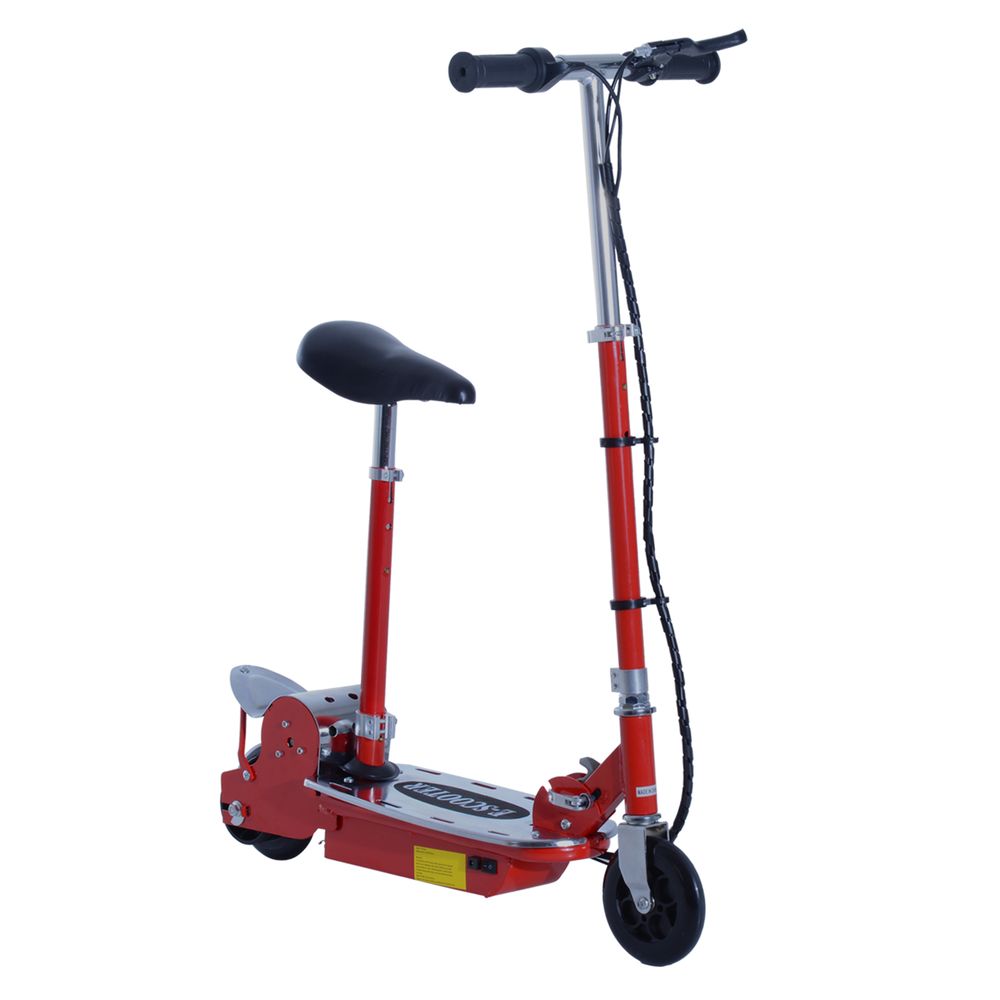 120W Foldable Powered Scooters with 24V Rechargeable Battery, Adjustable Ride on Toy (Red)
