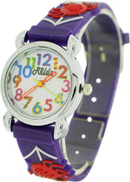 Children's Spider Web Purple Girl's Watch - Analog, Silicone Strap, Big Numbers