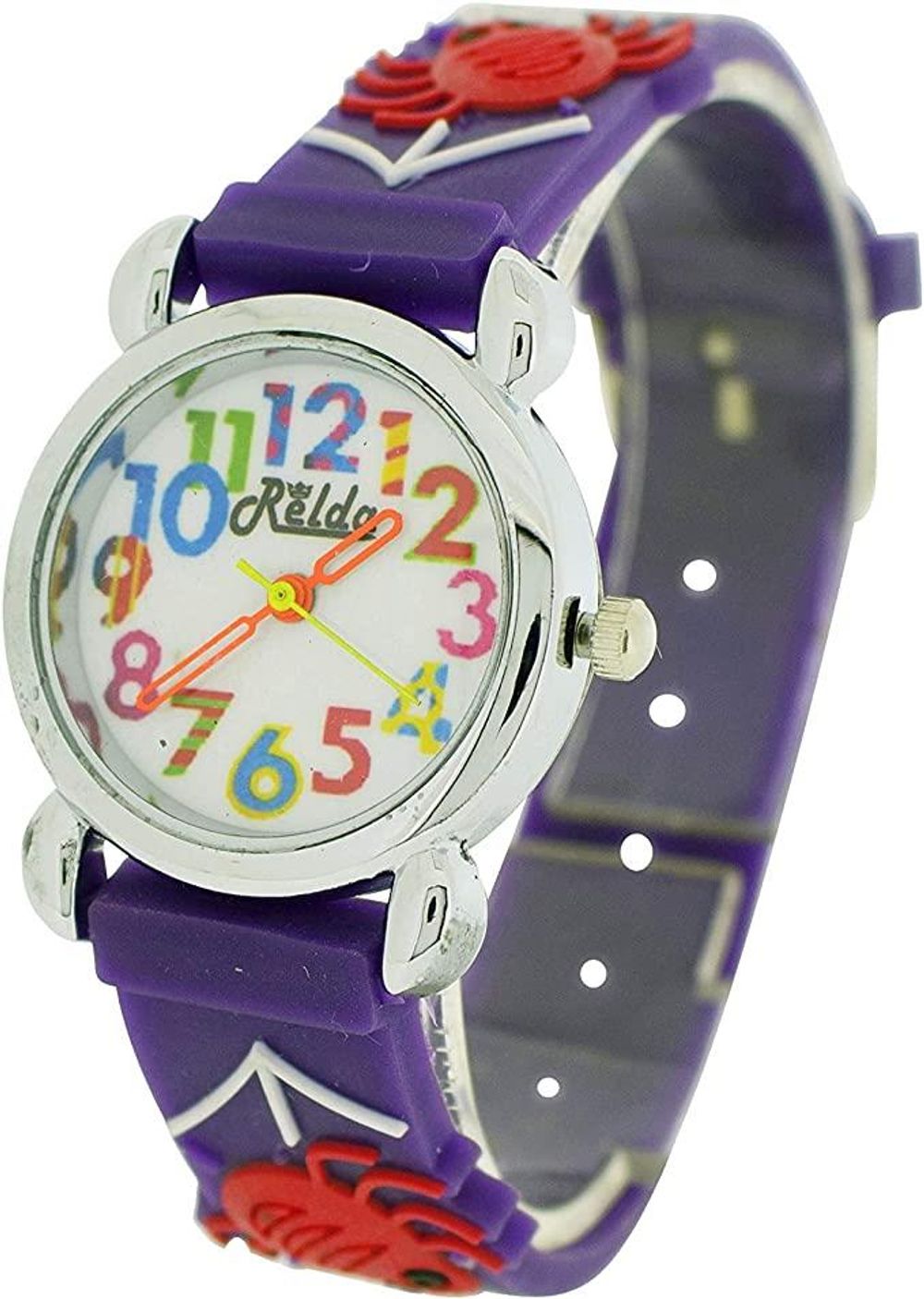 Children's Spider Web Purple Girl's Watch - Analog, Silicone Strap, Big Numbers