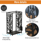 Firewood Log Rack with Four Fireplace Tools