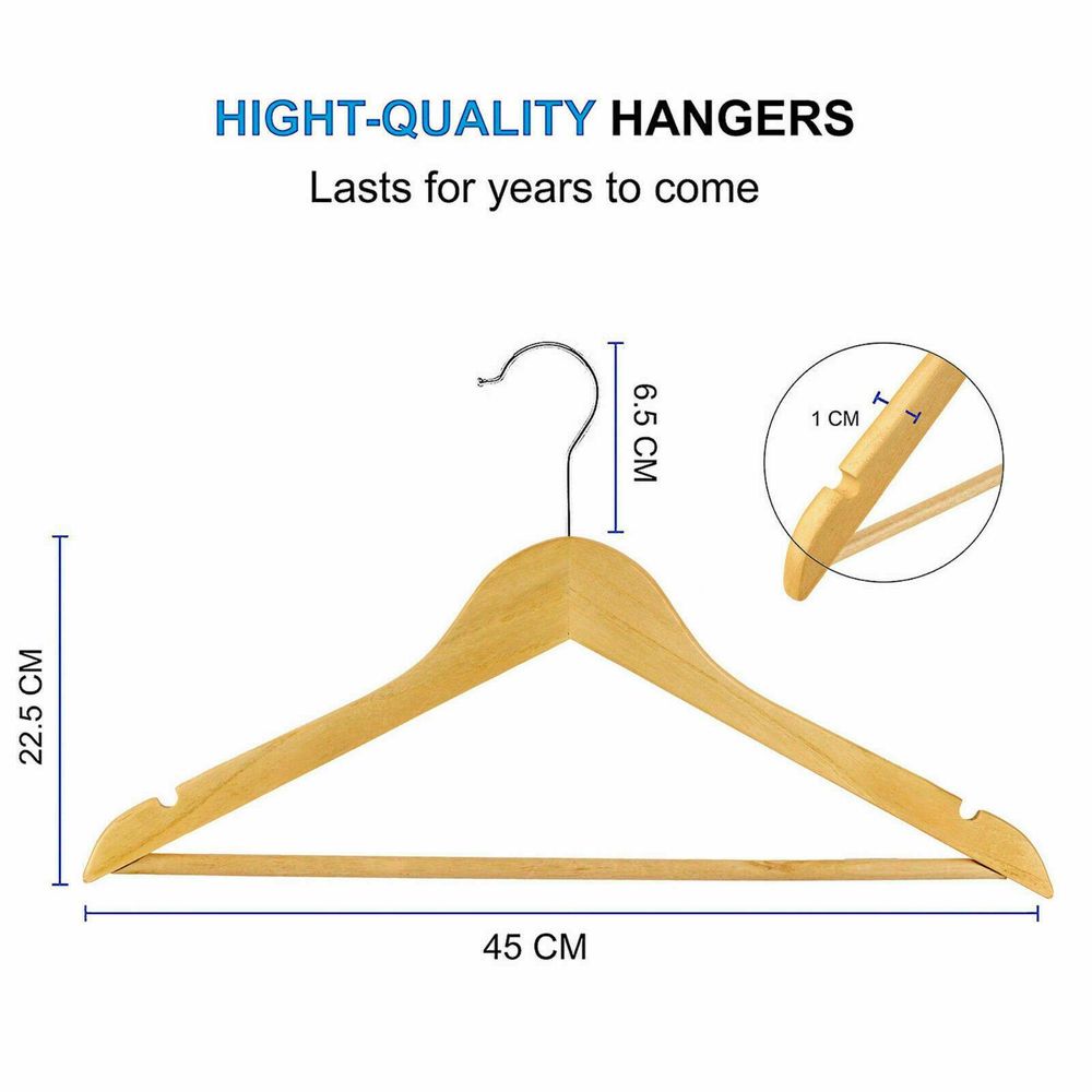 20-Pack X20 Wooden Coat Hangers - Suit Garment Clothes - Space Efficient