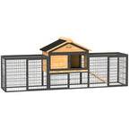 Rabbit Hutch Outdoor with Steel Run Removable Plastic Tray Natural