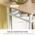 3Pc Bar Height Dining Set: White Oak; 3-Piece Kitchen Furniture for Small Spaces; Steel Frame; MDF Tops