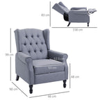 Luxury Recliner Armchair - Fabric Reclining Chair w/ Footrest - Light Grey - Free Shipping