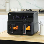 Dual Basket Air Fryer 8L - 8 Presets Cookbook Timer 2500W - for Family Size Meals