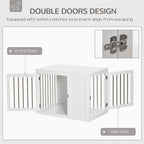 Furniture Style Dog Crate with Two Doors, End Table Pet Cage Kennel with Locks, for Medium Dogs - White