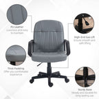PU Leather Office Chair: Swivel, Mid-Back, Grey - for Stylish and Comfortable Working