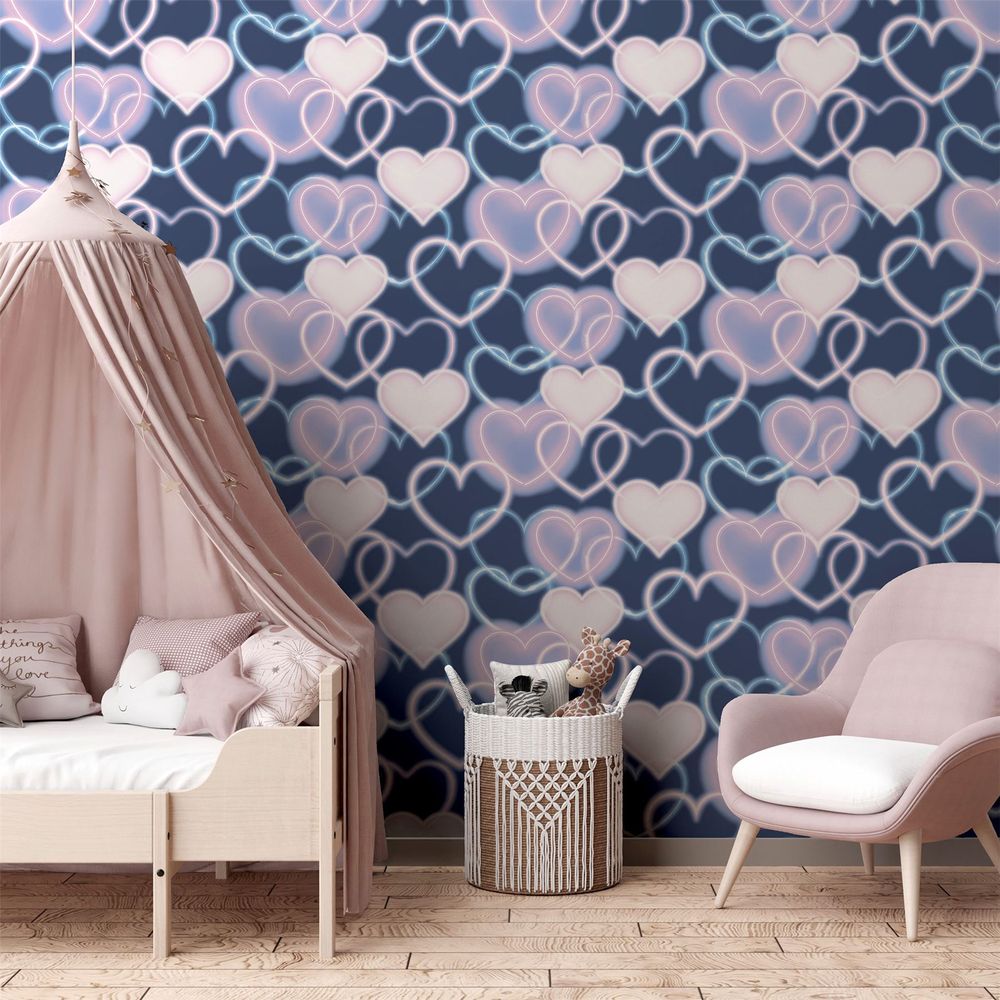 Neon Heart Wall Art - Navy Pink - Limited Edition