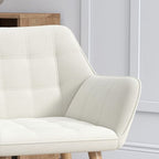 Velvet-Feel Accent Chair with Arms Slanted Back Wood Legs