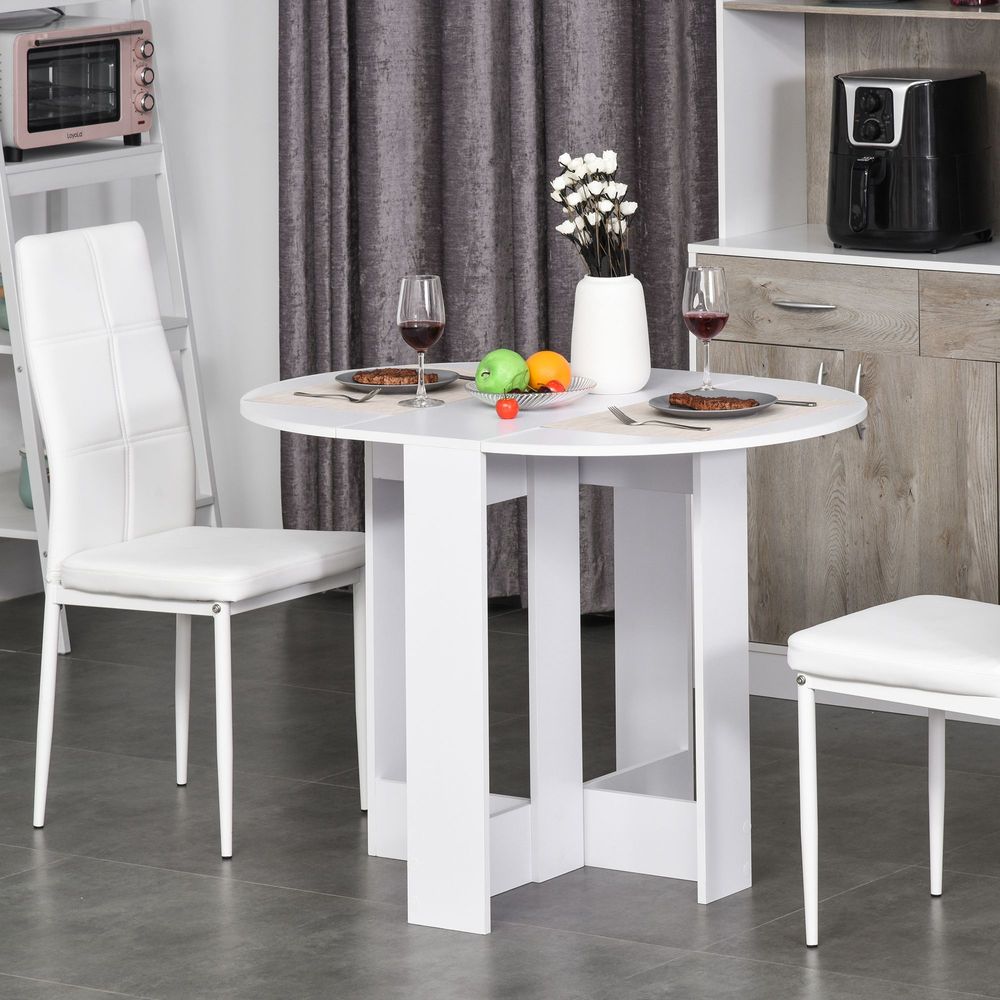 Folding Dining Table, Space-saving Drop Leaf Table for Small Space, Kitchen, Dining Room, White