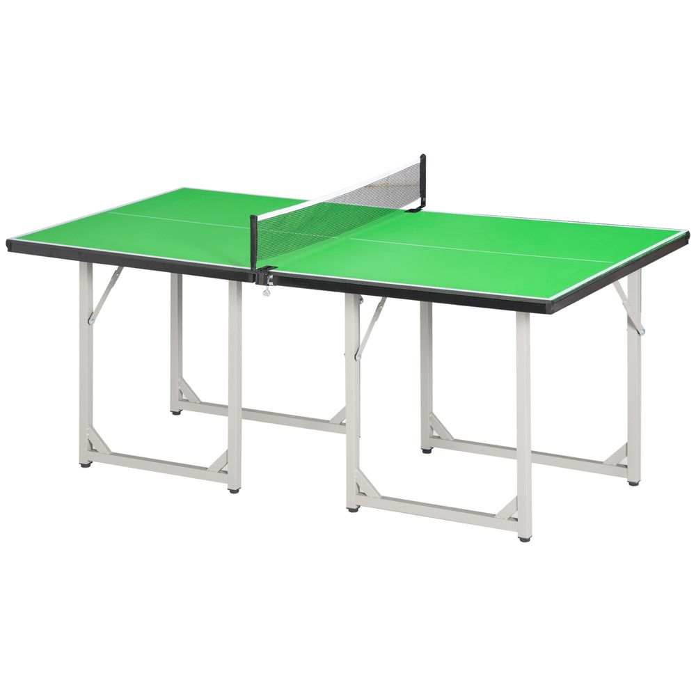 Tennis Table Ping Pong Foldable with Net Game Steel 182cm Indoor, Green