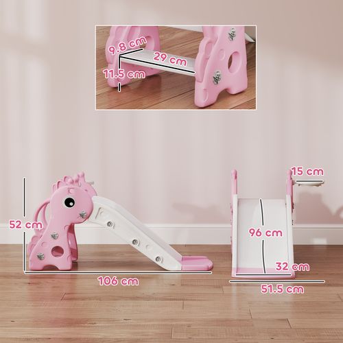 3 in 1 Kids Slide with Climber, Basketball Hoop and Ball, Pink