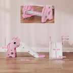 3 in 1 Kids Slide with Climber, Basketball Hoop and Ball, Pink