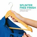 20-Pack X20 Wooden Coat Hangers - Suit Garment Clothes - Space Efficient