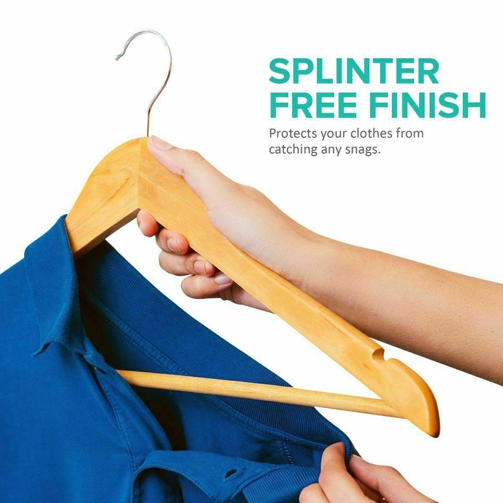 20-Pack X20 Wooden Coat Hangers - Suit Garment Clothes - Space Efficient