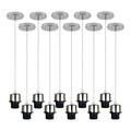 Industrial Chrome Pendant Light 10-Pack - Addable Lampshade - E27 UK Holder Set - PVC Cable - Dimmable