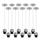 Industrial Chrome Pendant Light 10-Pack - Addable Lampshade - E27 UK Holder Set - PVC Cable - Dimmable