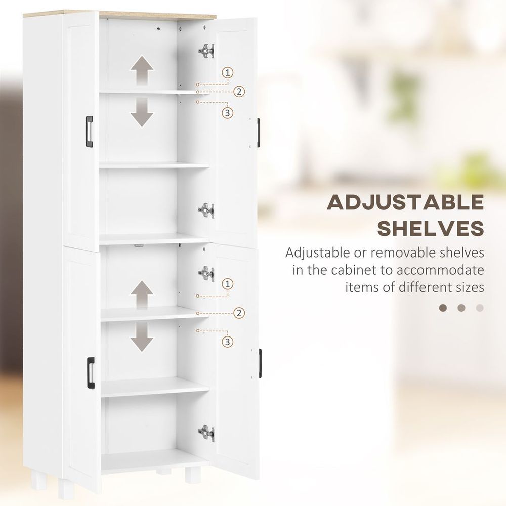 Modern Kitchen Cupboard Storage Cabinet with 4 Shelves, White