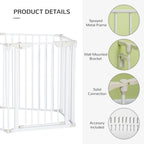 5-Panel Dog Playpen | Pet Gate | Indoor Stair Barrier | Walk Through Door | White